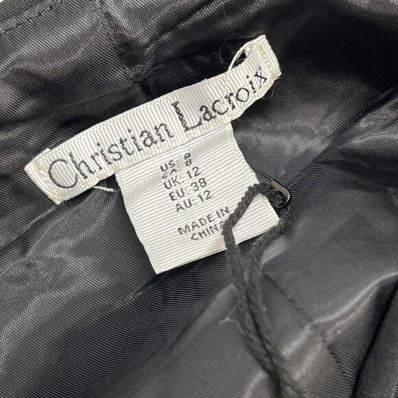 Christian Lacroix Top Womens 8 Black Crepe Strappy Vest Button Front Classic - Picture 9 of 10